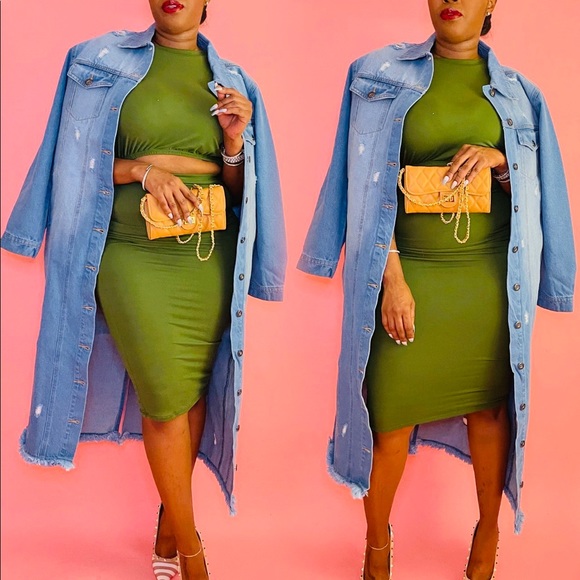 NEW FALL TRENDY BUTTON DOWN LIGHT DENIM LONG JACKET - Picture 2 of 4